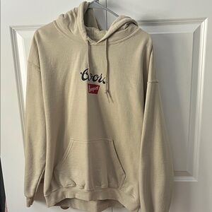 Men's Beige Pullover Hoodie with Script Logo